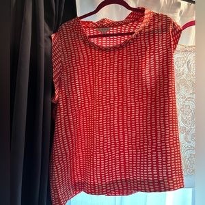 CAbi Blouse Orange and White NWOT SIZE XL